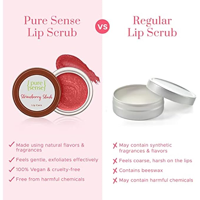 PureSense STRAWBERRY SLUSH LIP SCRUB FOR SENSITIVE | DRY | CHAPPED & PIGMENTED LIPS WITH COFFEE OIL | VITAMIN A & E | SHEA BUTTER | ALMOND & OLIVE OIL FOR NOURISHED & MOISTURISED LIPS | 5G - Image 4